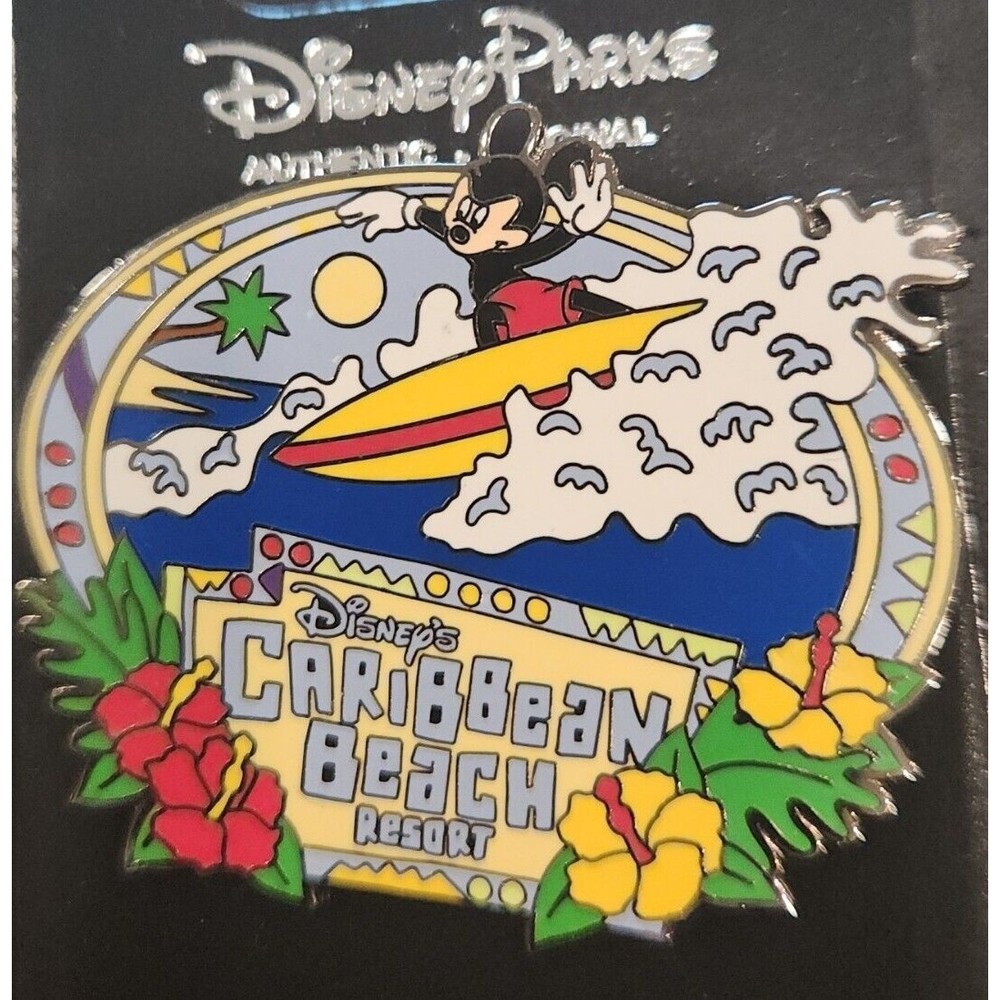 Disney Trading Pin 00001 Mickey Caribbean Beach Resort Surfing Surfer Surfs Up